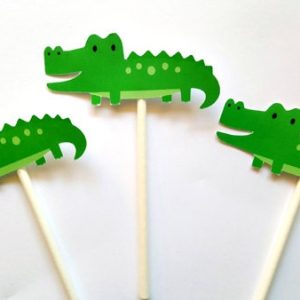 Alligator Cupcake Toppers - Alligator Birthday - Alligator Baby Shower - Jungle Cupcake Toppers - 12319450P