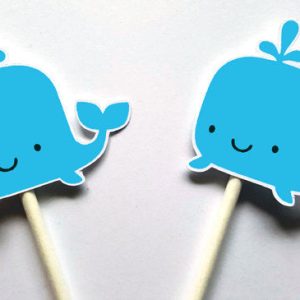 Whale Cupcake Toppers - Fish Cupcake Toppers - Under The Sea Cupcake Toppers