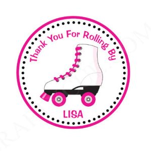 Roller Skate Goody Bag Tags, Roller Skating Favor Tags - Roller Skate Party Tags - Roller Skating Thank You Tags - Pink, Black and White