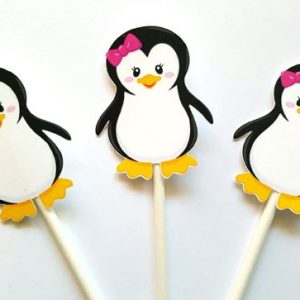 Penguin Cupcake Toppers, Winter ONEderland Cupcake Toppers, Penguin Birthday Cupcake Toppers - 82616443P