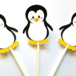 Penguin Cupcake Toppers, Winter ONEderland Cupcake Toppers, Penguin Birthday Cupcake Toppers 224201055A