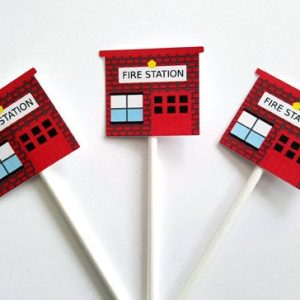 Fire Station Cupcake Toppers, Firetruck Cupcake Toppers, Fireman Cupcake Toppers