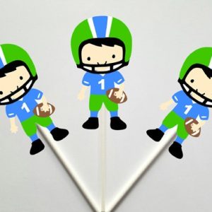 Football Player Cupcake Toppers, Football Birthday Cupcake Toppers
