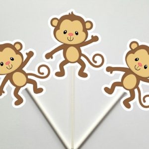 Monkey Cupcake Toppers, Monkey Baby Shower, Monkey Birthday